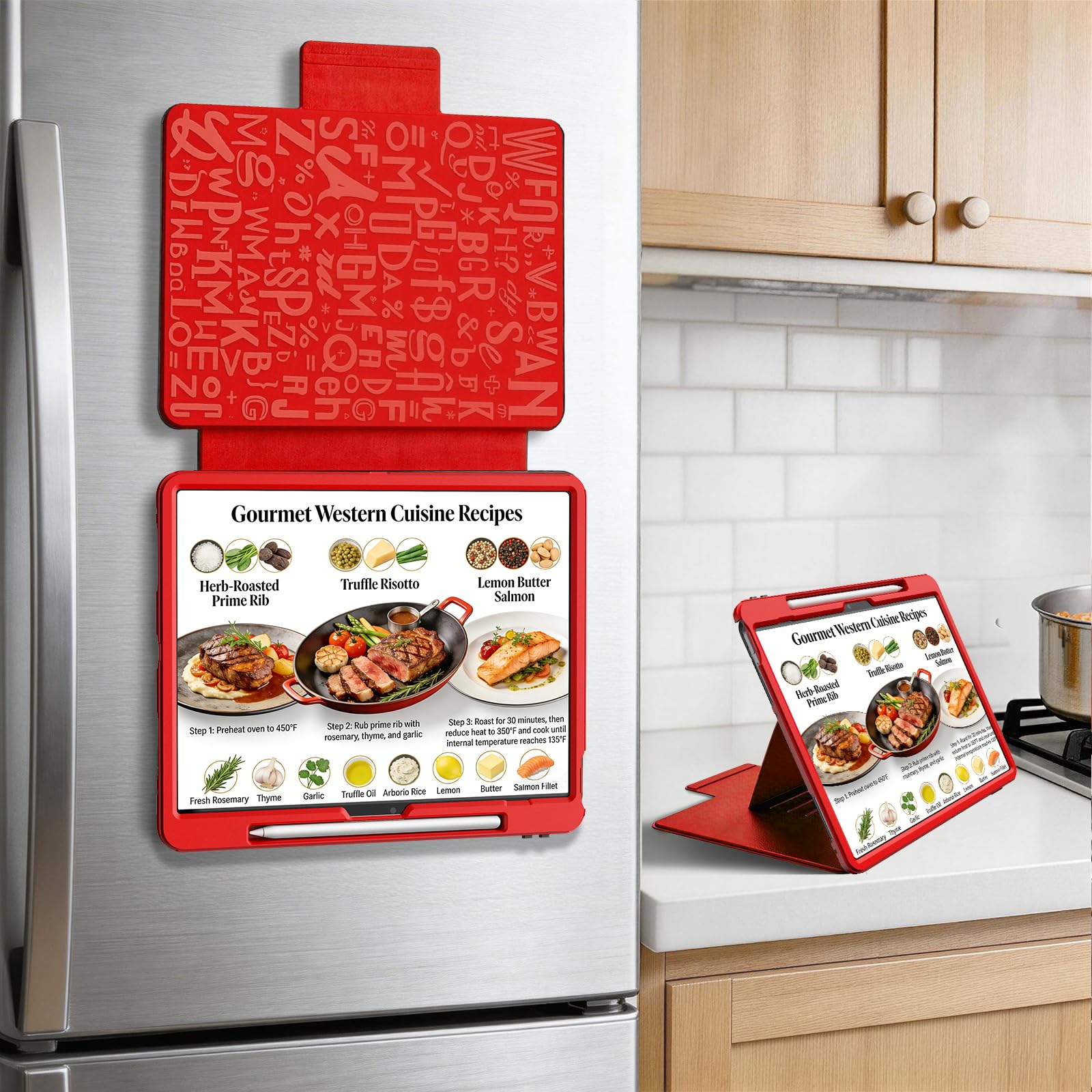BLOSOMEET Magnetic Stand Case for iPad Pro 13" (M5/M4) 2025/2024, Kitchen-Ready Magnetic Cover, Stain-Resistant Surface, Perfect for Cooking & Recipe