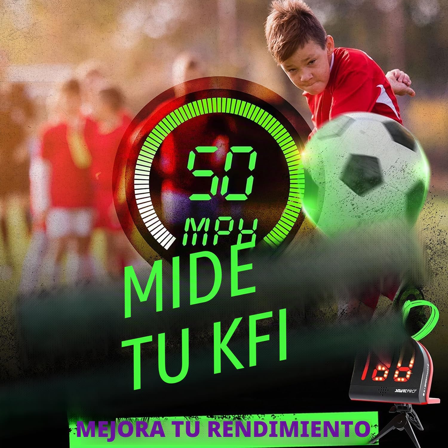 Radares de fútbol, Equipo de Entrenamiento de sensores de Velocidad (Pistolas de Radar Manos Libres, Pistolas de Velocidad de Disparo, Regalos de fútbol, Gadget de Alta tecnología y Equipo para