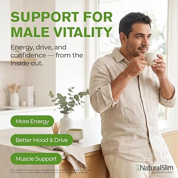 NaturalSlim Testosterone Booster for Men with Ginkgo, 180 Capsules