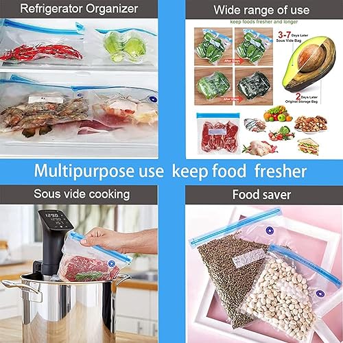 Miniatura 5 de Sous Vide - 31 bolsas reutilizables sin BPA para sellar al vacío (8.5 x 8.5 pulgadas), bolsas de almacenamiento de alimentos al vacío para cocinar,