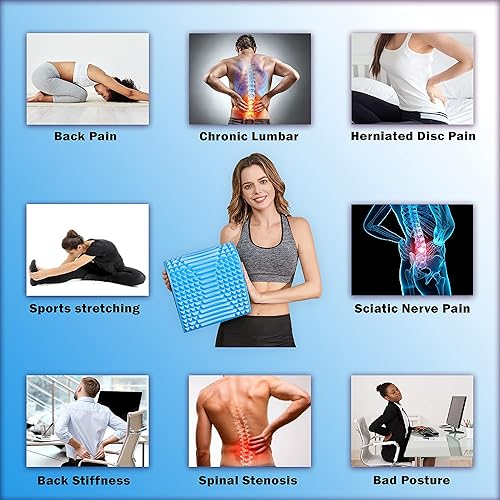 Vista 15 de Almohada estiradora de espalda – Alivio del dolor para la espalda baja, soporte lumbar, corrección de postura, ayuda para la ciática, diseño Rosa