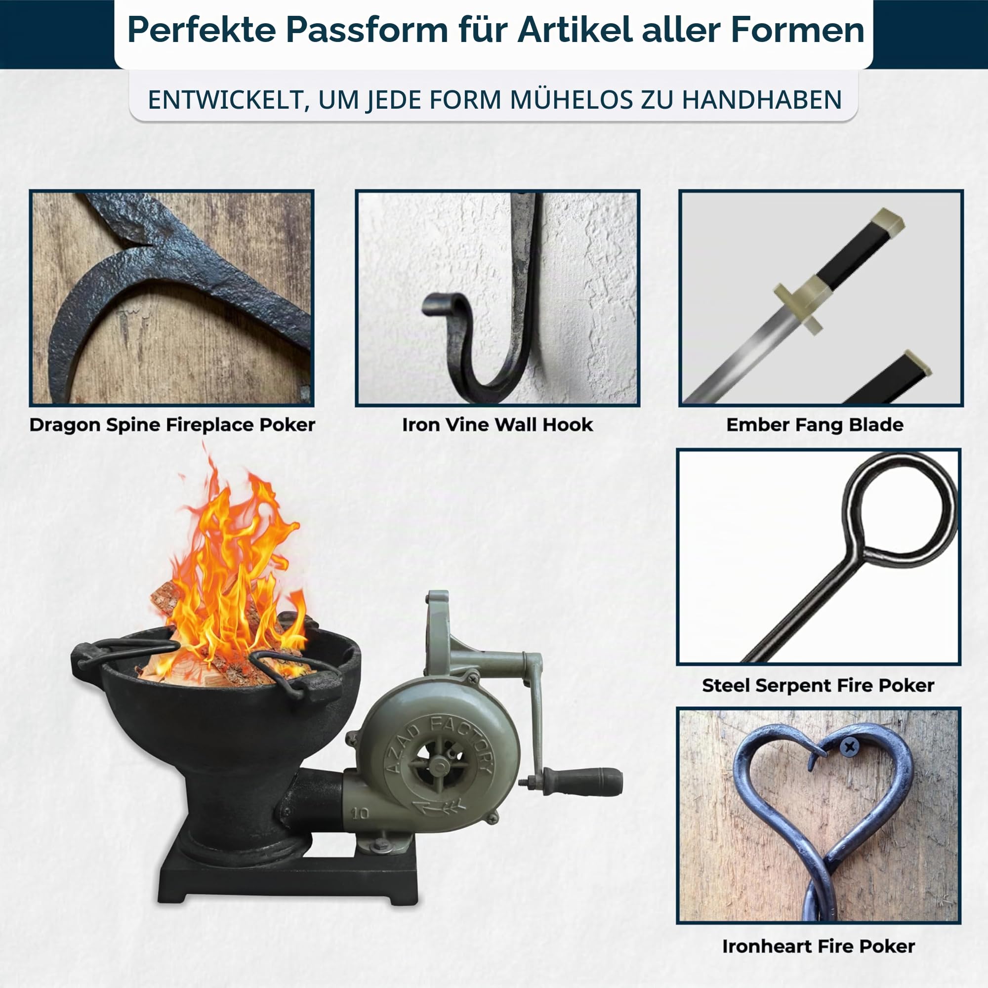 Simond Store Schmiedeschmiede mit Handgebläse für Messerherstellung, Schmiedewerkzeuge, Ausrüstung, Kohleschmiedeofen im Vintage-Stil mit Pedalgriff