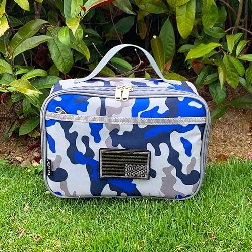 Miniatura 7 de Bolsa térmica Flowfly para lonchera, minibolsa con aislamiento, para la vuelta a la escuela, para niño y adulto, Diamante Enrejado