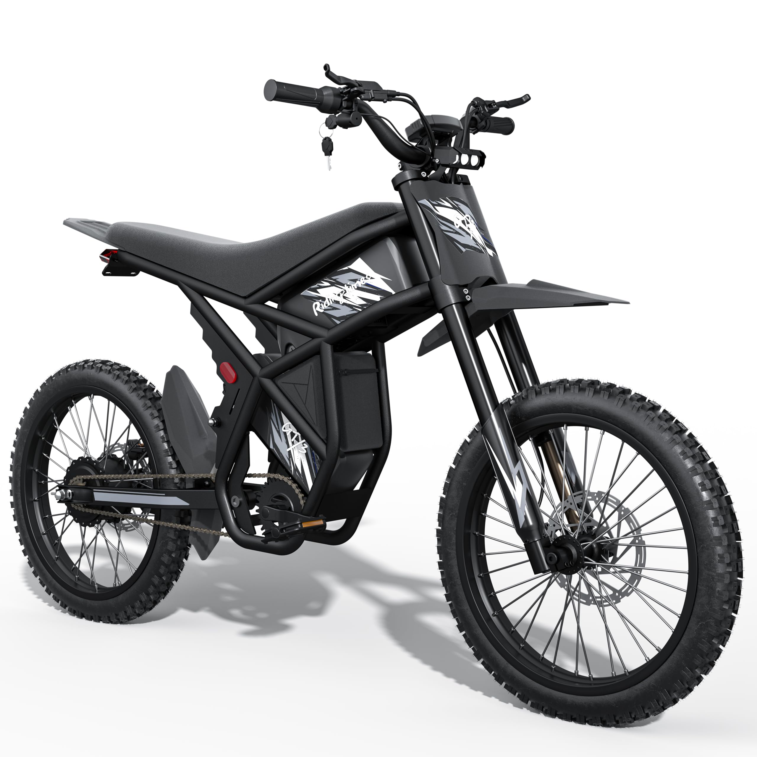 Upgraded Electric Dirt Bike for Teens 85+Miles Long Range Electric Bike for Adults 2500W Peak Motor 37MPH, 48V 36.4Ah Battery, Full Suspension, 3-