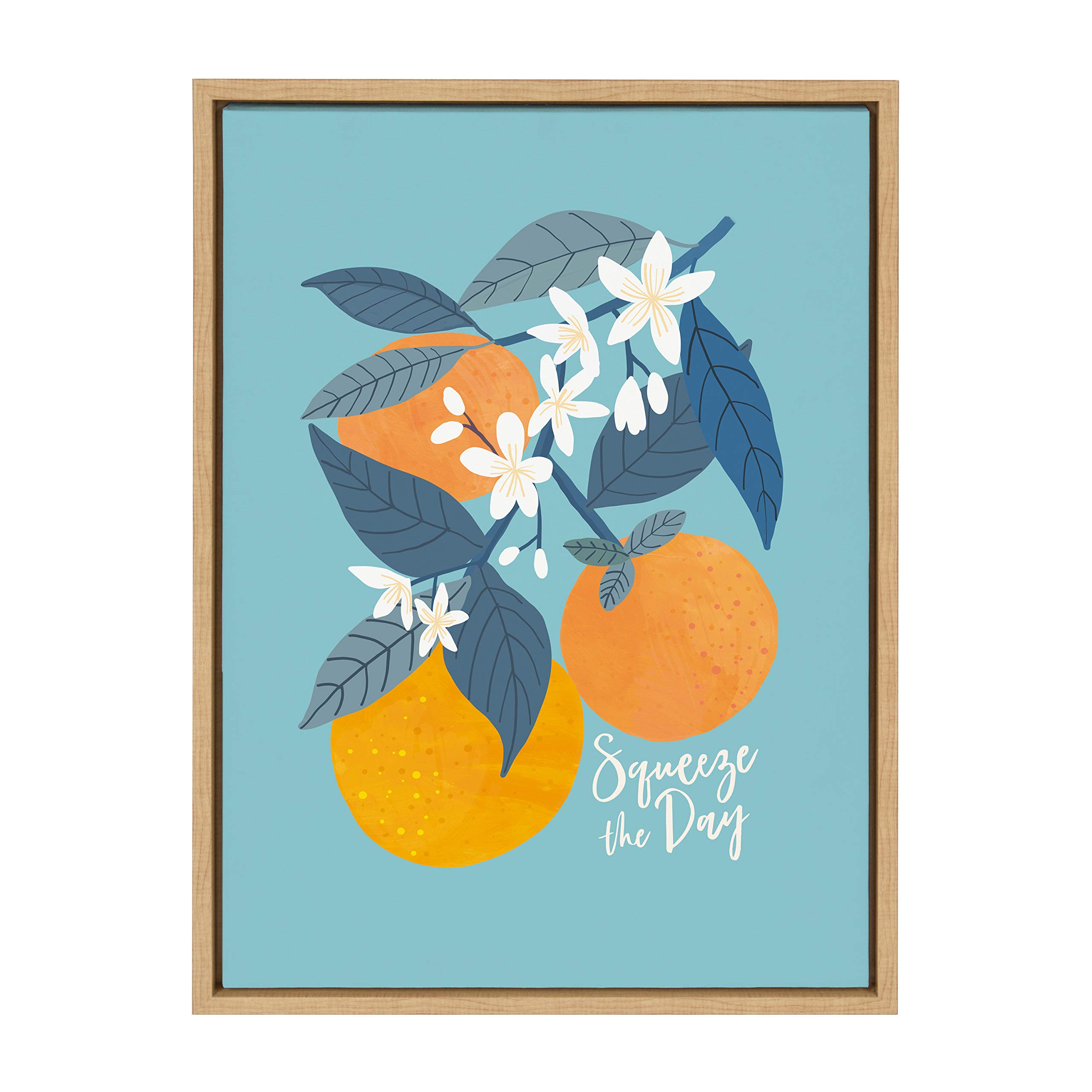 Kate and LaurelSylvie 551 Oranges Framed Canvas Wall Art by Mia Charro, 18x24 Natural, Fruit Art for Wall