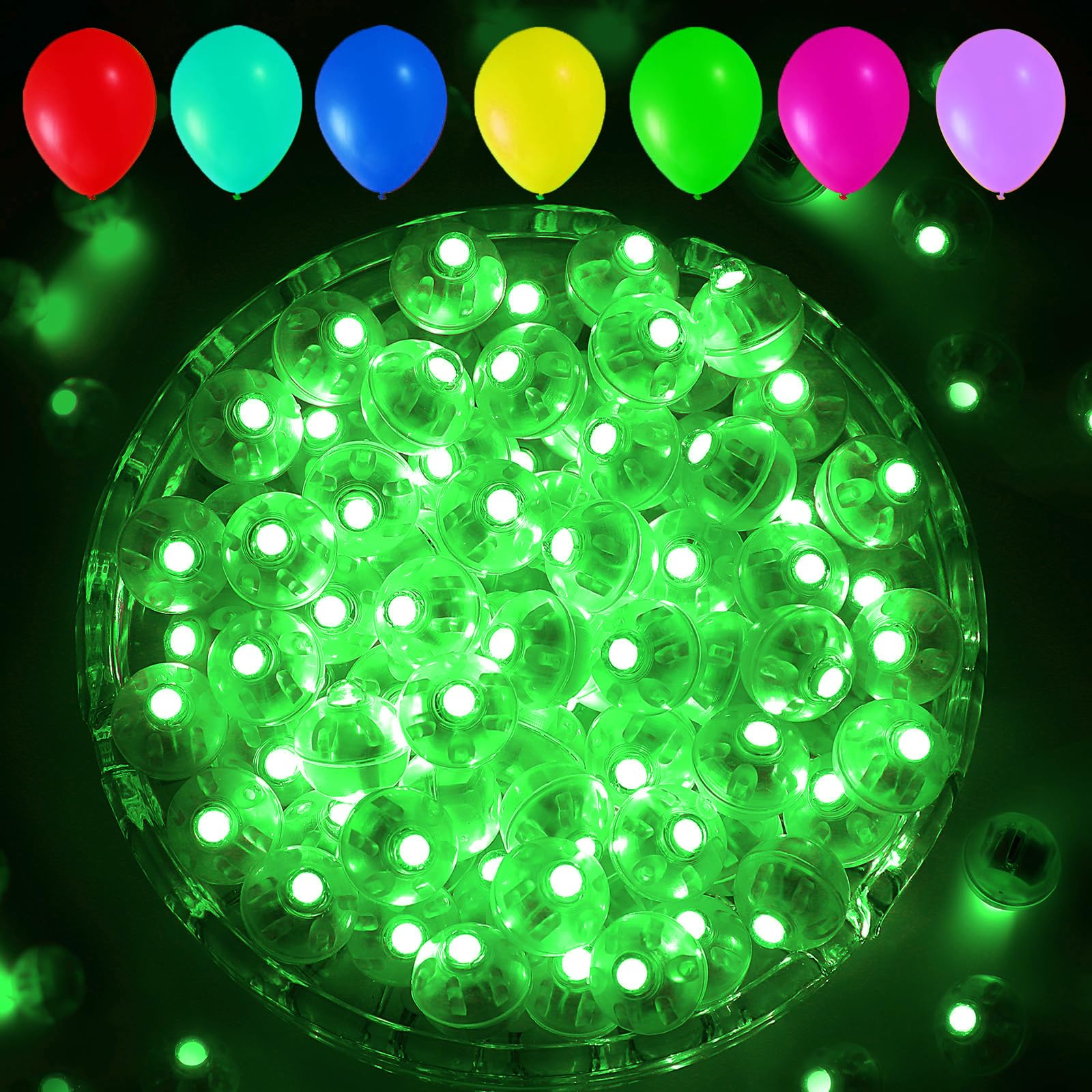 50 PCS Green Balloon Light with Loop for Hanging, Mini Ball Lamp Round Tiny Led Light for Paper Lanterns Balloons Birthday Party Event Wedding Halloween Christmas Decoration