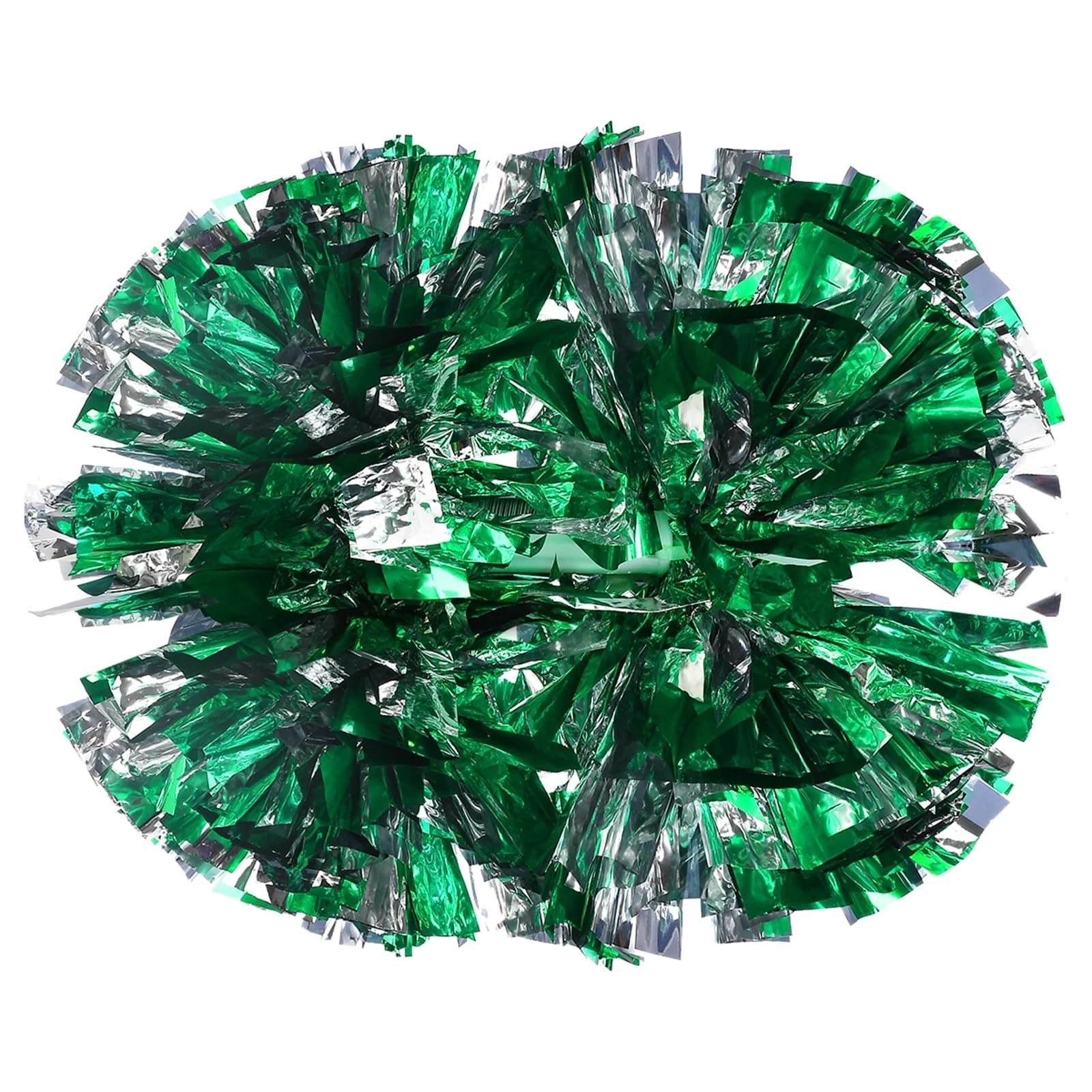 Glitter Metallic Foil Pompoms, 4pcs Cheerleading Pom Poms Multicolor(Green)