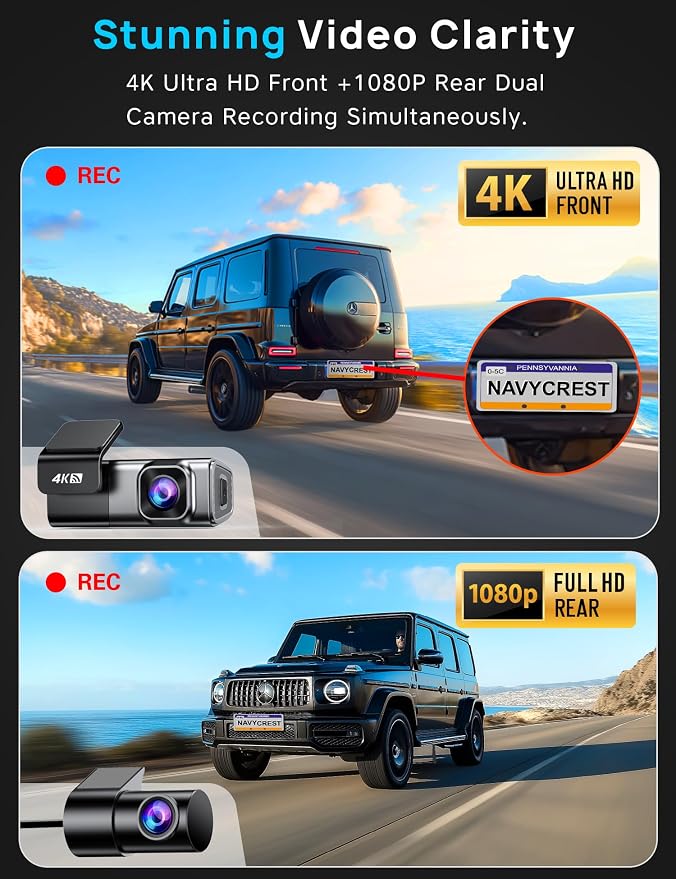 Cámara 4K frontal y trasera para carro Navycrest Q7 miniatura 2