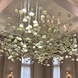 42 Pcs 3.28 ft White Rose Flower Garland Hanging Artificial Wedding Flowers Ceiling Vine Decor Fake Floating Floral Garlands with Hooks for Wall Wedding Backdrop Bachelorette Bridal Shower Party