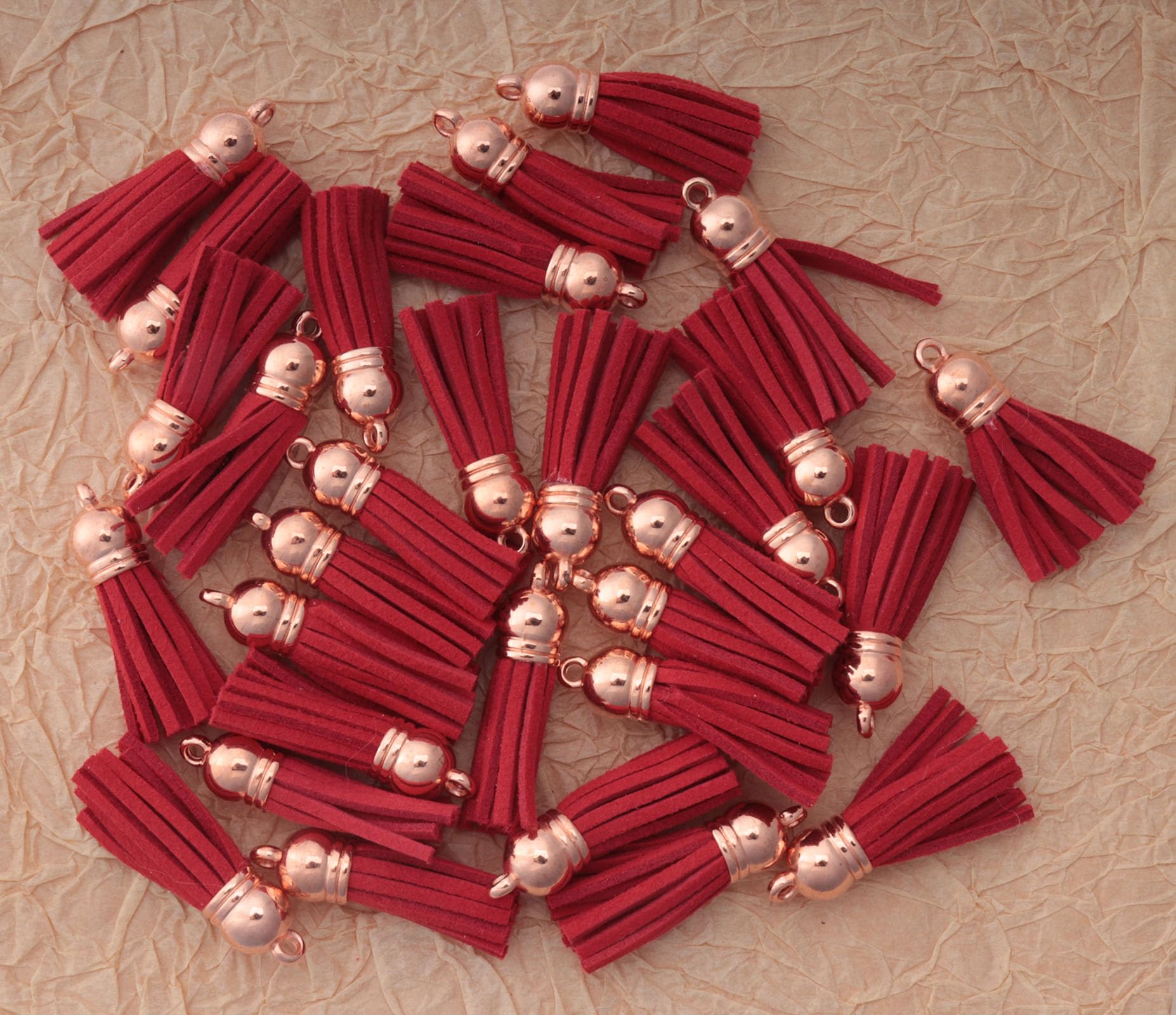 Mini Skater Leather Tassel Keychain Kit - 10Pcs DIY Craft Supplies With Jump Rings & Eye Pins