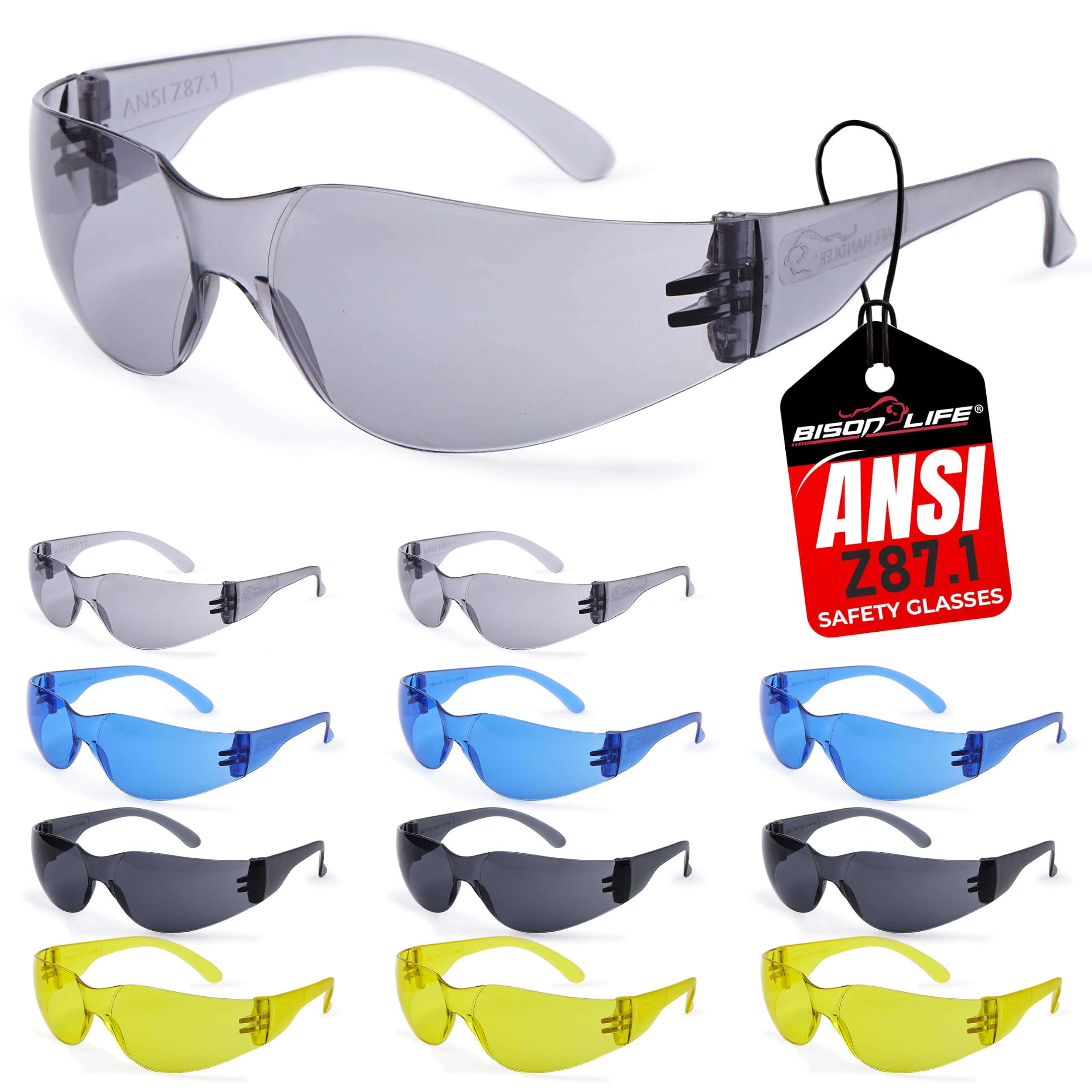 BISON LIFE Clear Safety Glasses for Men & Women, ANSI Z87.1 Certified,12Pk — Amazon image 29