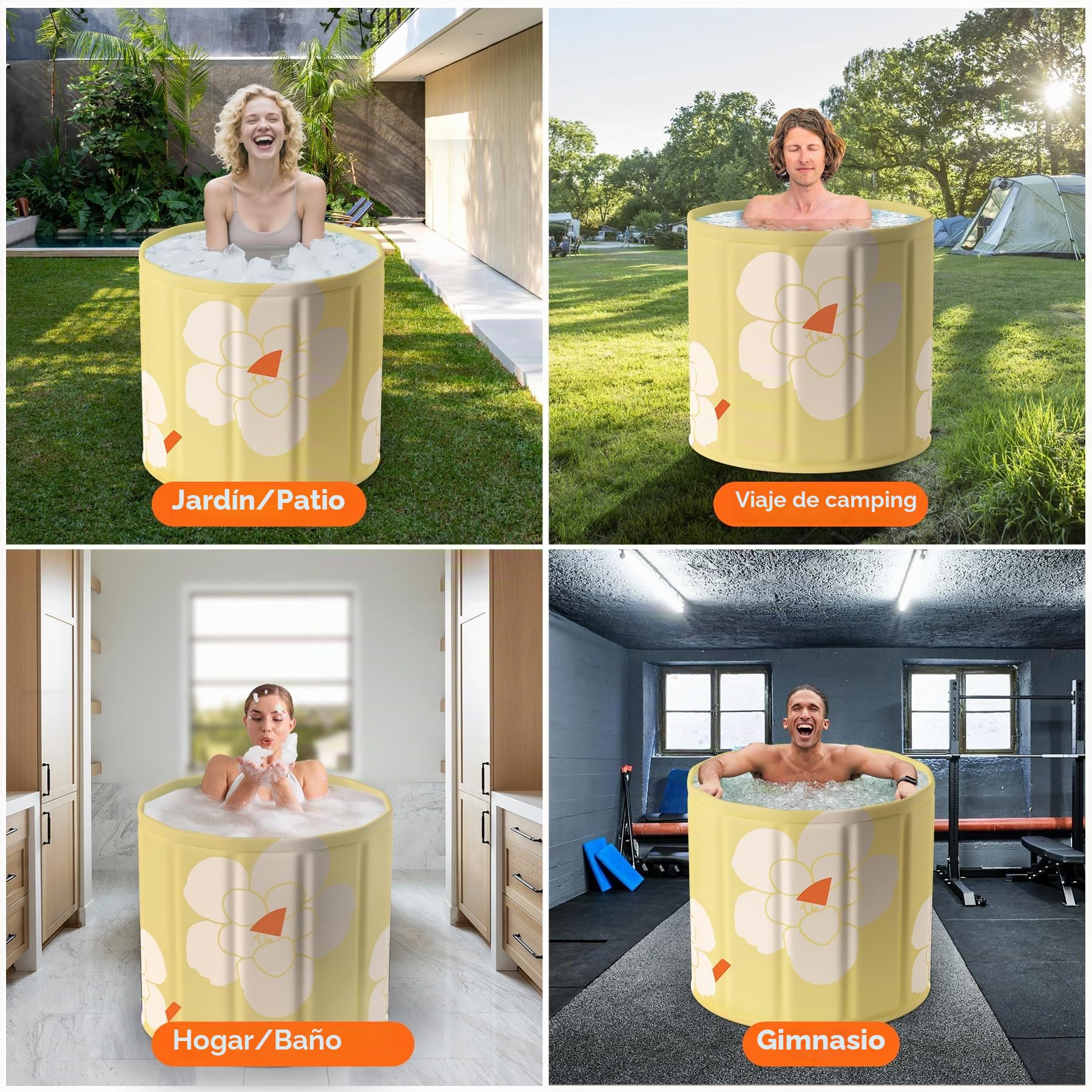 Bañera plegable portátil, bañeras libres para adultos, para interiores y exteriores, baño caliente para recuperación de atletas, bañera plegable para el hogar, bañera de gimnasio, spa, ducha de