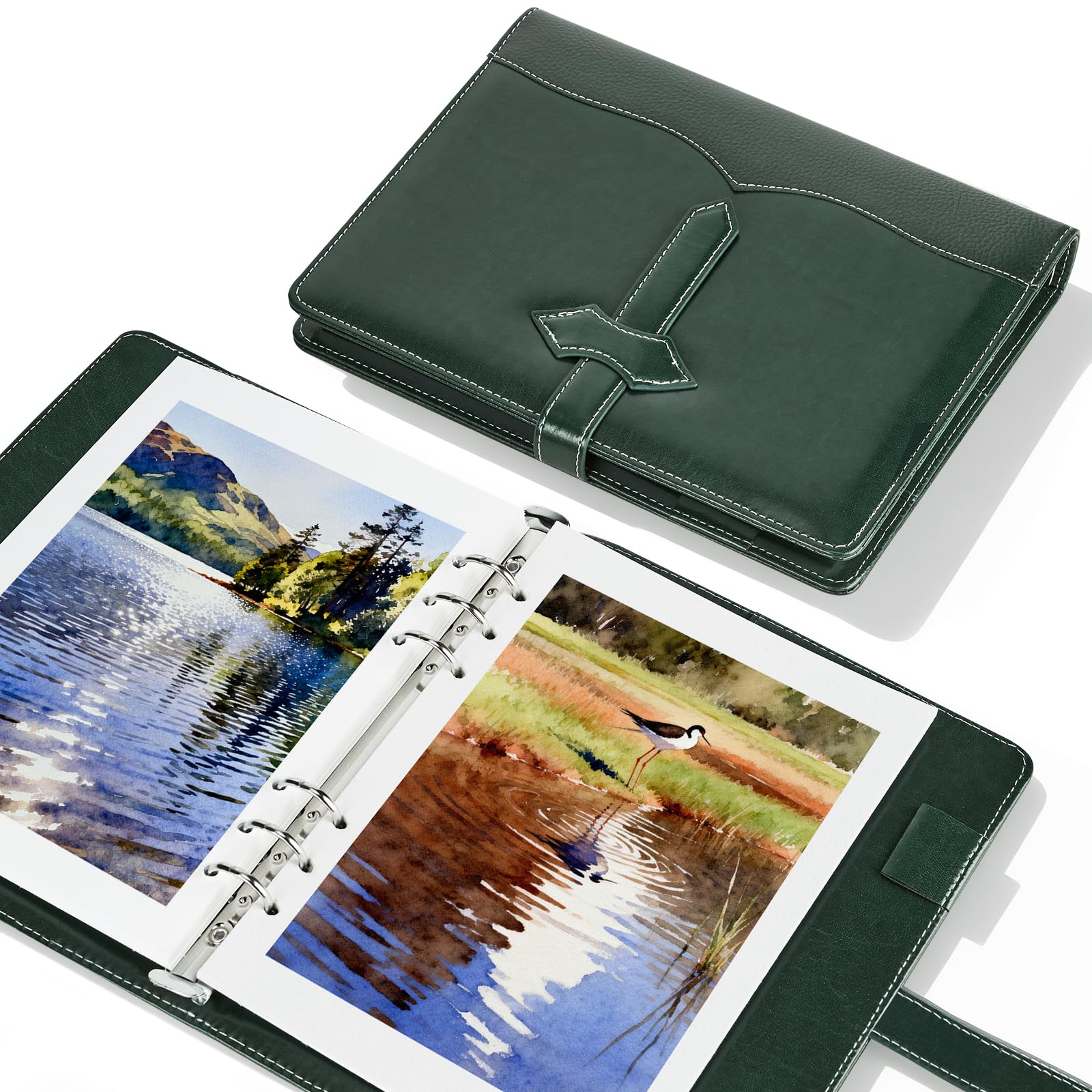 Lightwish A5 Aquarell Skizzenbuch – 20 Blatt 100% Baumwolle 300g/m² Heißpresse – Ringbuch-Mechanik mit nachfüllbaren Seiten – Säurefreies Künstlerpapier für Aquarellmalerei