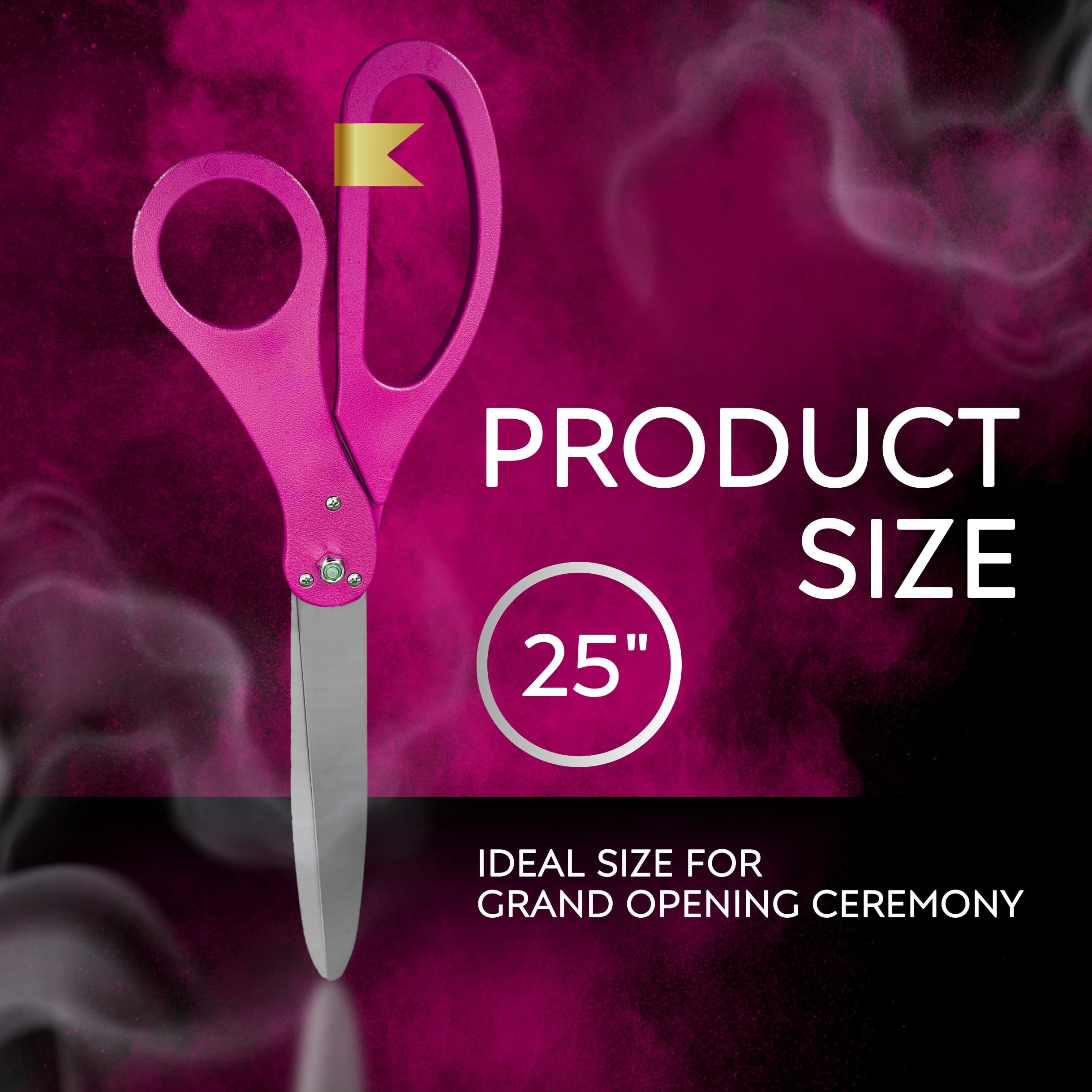 Tijeras de corte de cinta rosa de 25 pulgadas, tijeras gigantes de gran apertura, tijeras de belleza grandes para mujer, suministros de fiesta de gran apertura para ceremonia de corte de cinta y