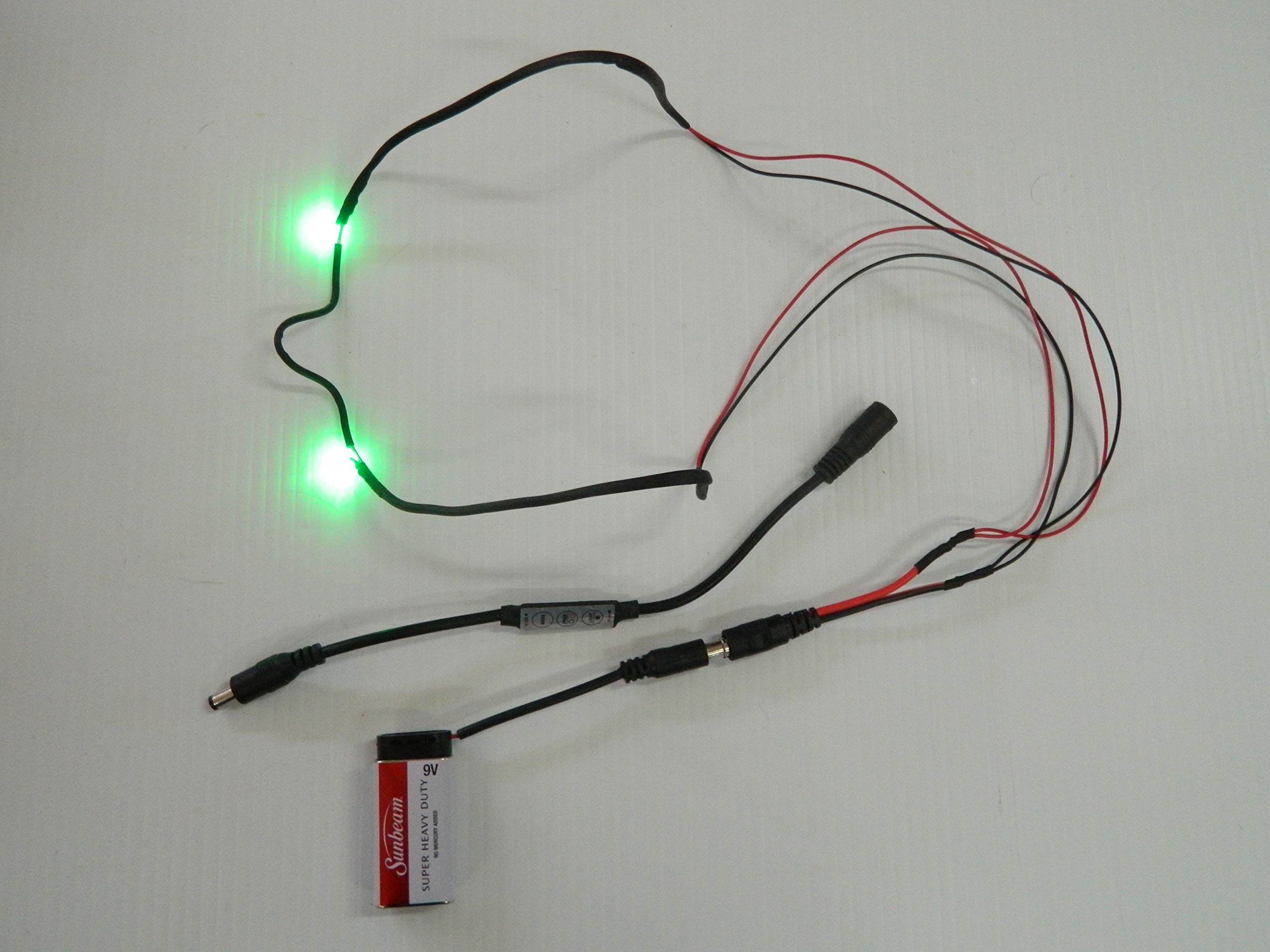 Dead Head Props Halloween costume Prop CosPlay wearable Led Eyes Glasses with micro effects controller for Masks (GREEN)