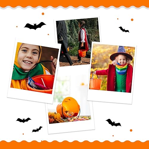 Miniatura 8 de Cubos de calabaza  Juego de 8 cubos de calabaza de Halloween para dulce o truco  Amplio cubo de dulces con mango cómodo y bordes no afilados  Cubo