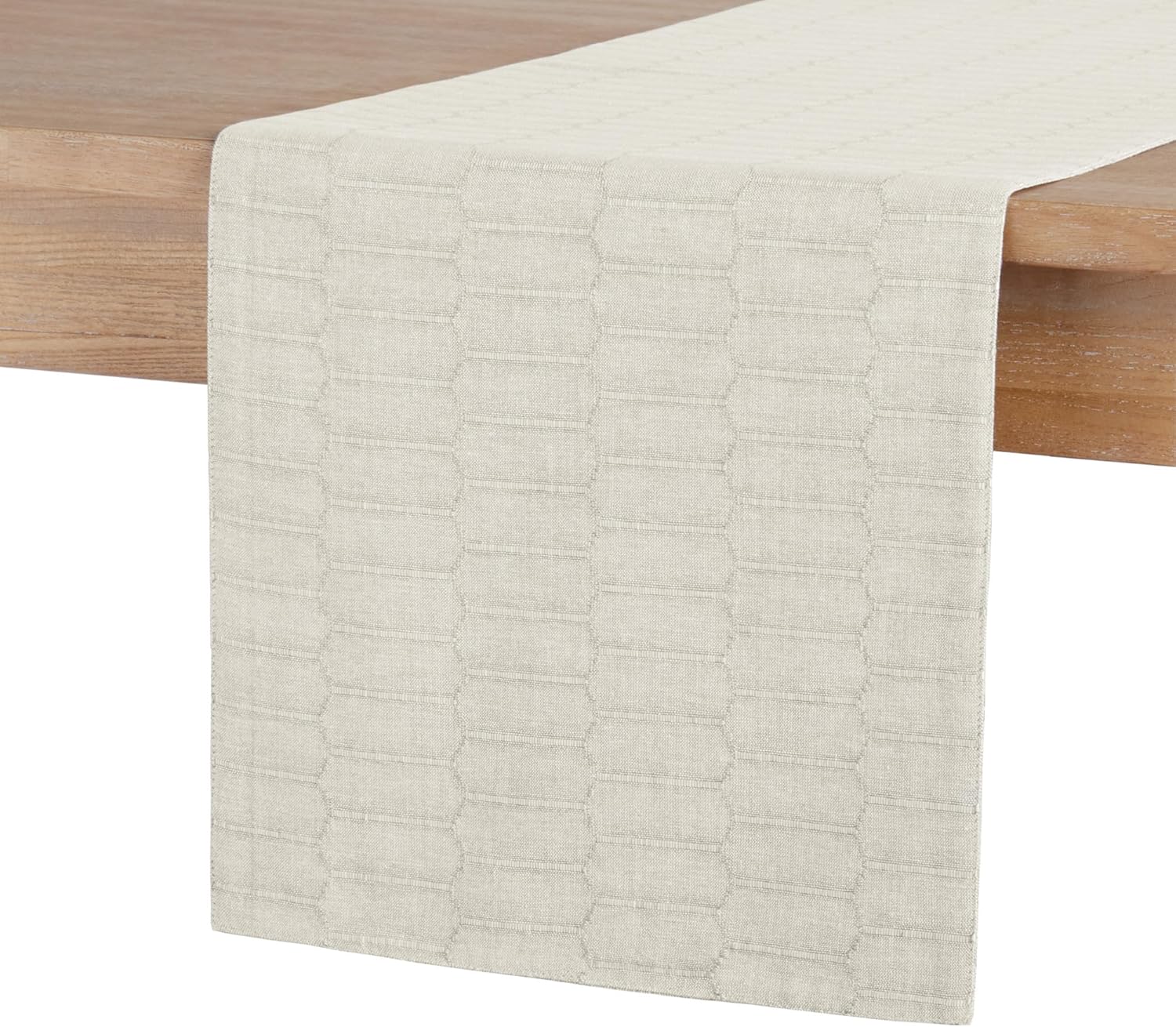 Martha Stewart Honeycomb Modern Farmhouse Reversible Table Runner, Charcoal Grey, 15"x72"
