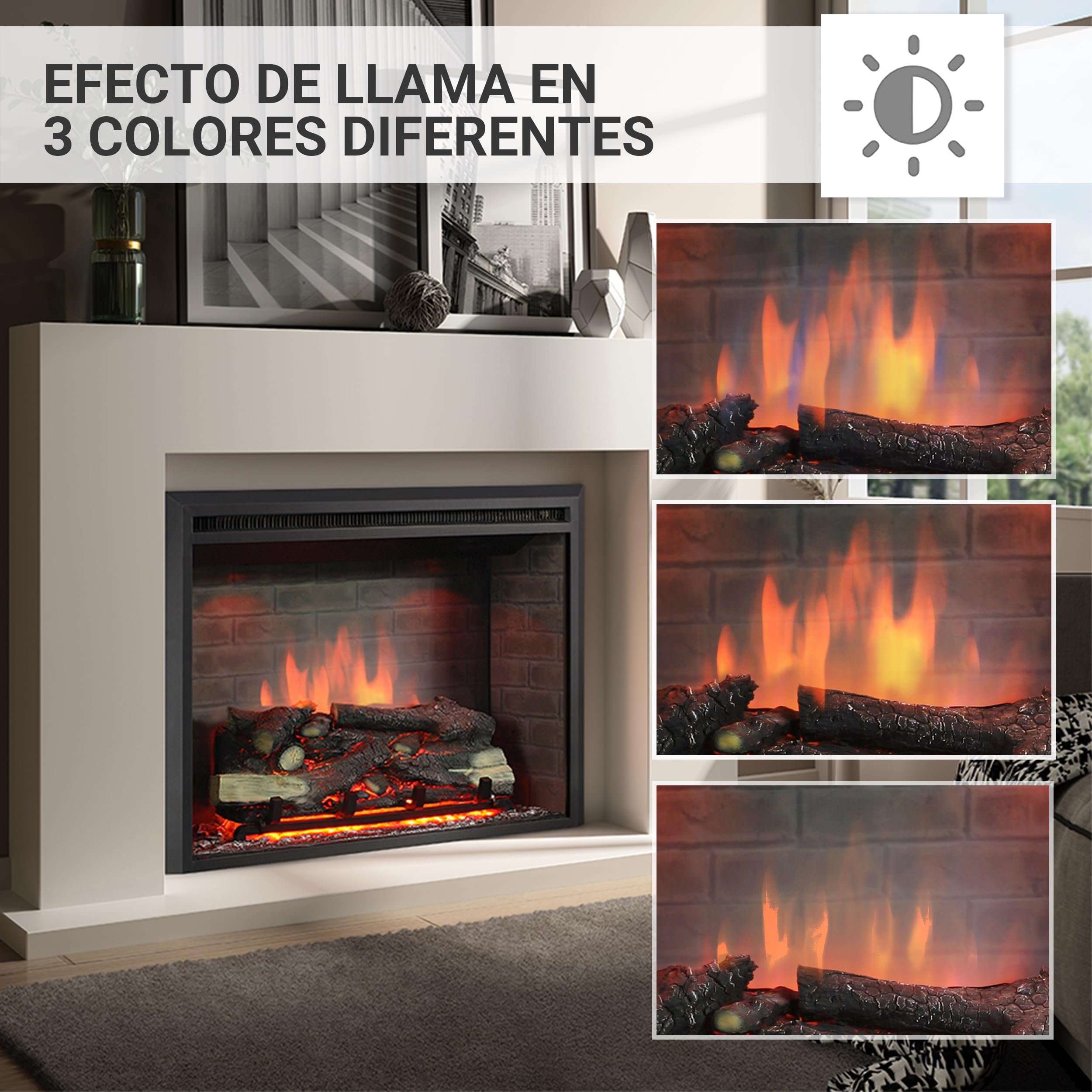 BALDERIA Calida 30 - Chimenea electrica Decorativa empotrable Treinta Pulgadas