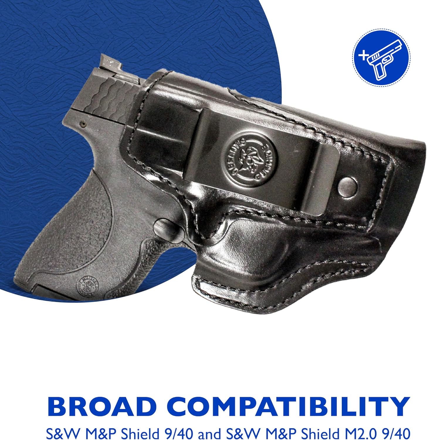 DeSantis Inside Heat IWB Gun Holster - Concealed Carry, Leather Holster IWB for Pistols, Compatible with S&W M&P Shield 9/40, S&W M&P Shield M2.0 9/40, S&W M&P 9 Shield Plus - Right Hand Draw, Black