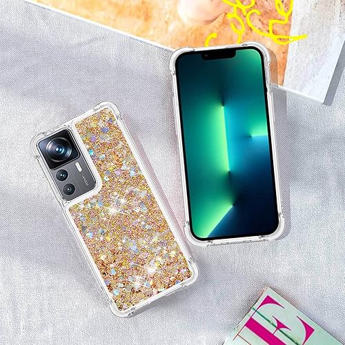 Miniatura 7 de Viene con Xiaomi 12T Pro Case Glitter Sparkle Gold, Lujo Xiaomi 12T Pro Phone Case Xiaomi 12T Silicona Brillante Bumper Funda Protectora