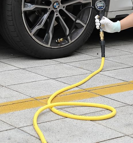 Miniatura 6 de YOTOO Manguera de aire híbrida de 38 pulgadas por 25 pies, 300 PSI resistente, ligera, resistente a las torceduras, flexibilidad para todo tipo de