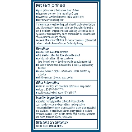 Miniatura 13 de Advil Analgésico y reductor de fiebre, medicamento para aliviar el dolor con ibuprofeno 200 mg para dolor de cabeza, dolor de espalda, dolor