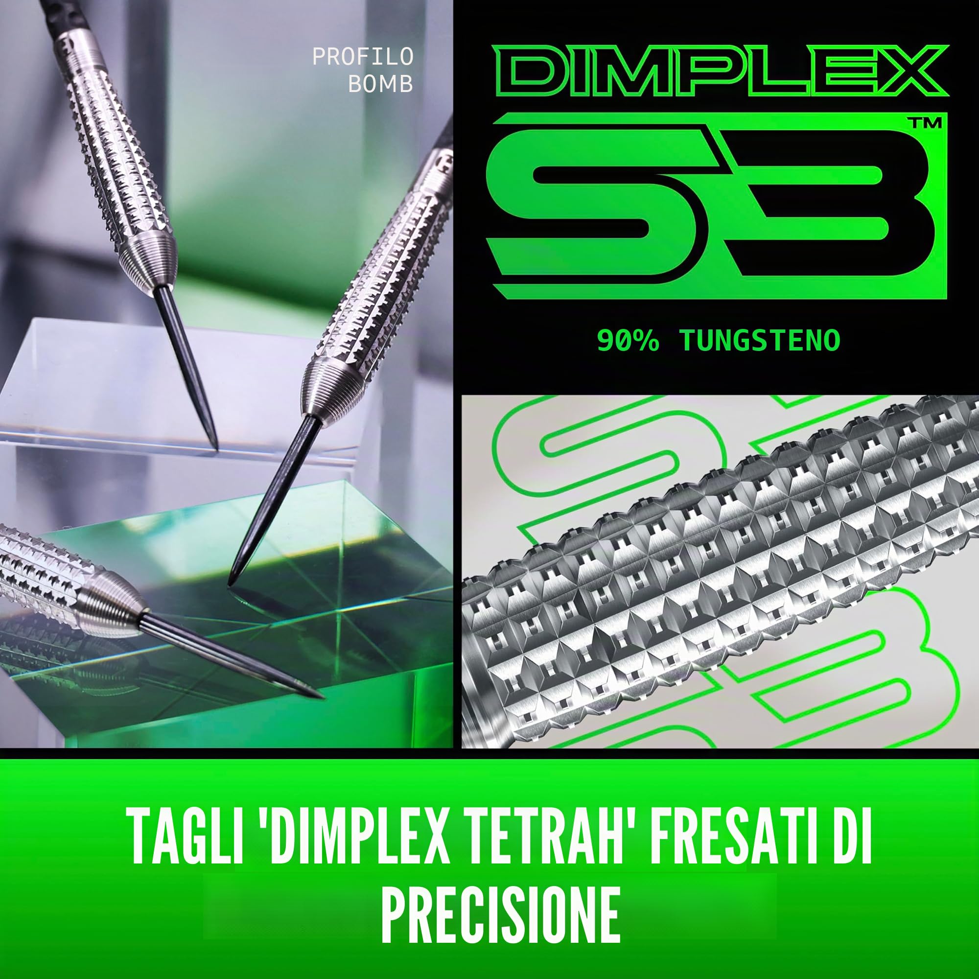 Harrows Dimplex S3 Bomb 90% Freccette Soft Darts 18G.