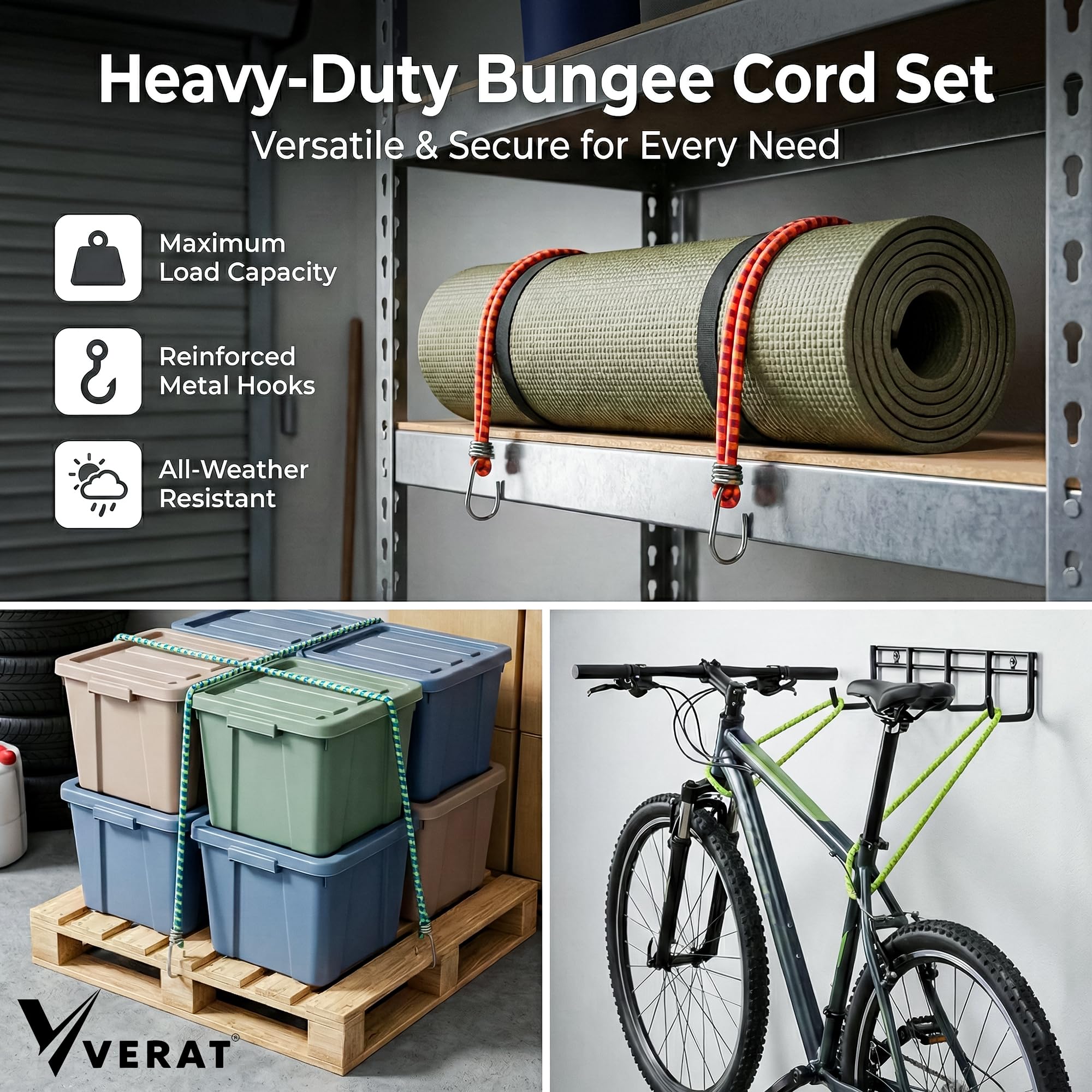 Bungee Cords with Hooks, Heavy Duty Elastic Tie Down Cords, Stretch Cargo Straps with Metal Hooks for Luggage, Camping, Outdoor, Travel, Truck, Car, Motorcycle (2m + Expandable, 2 Pcs) — Amazon image 7