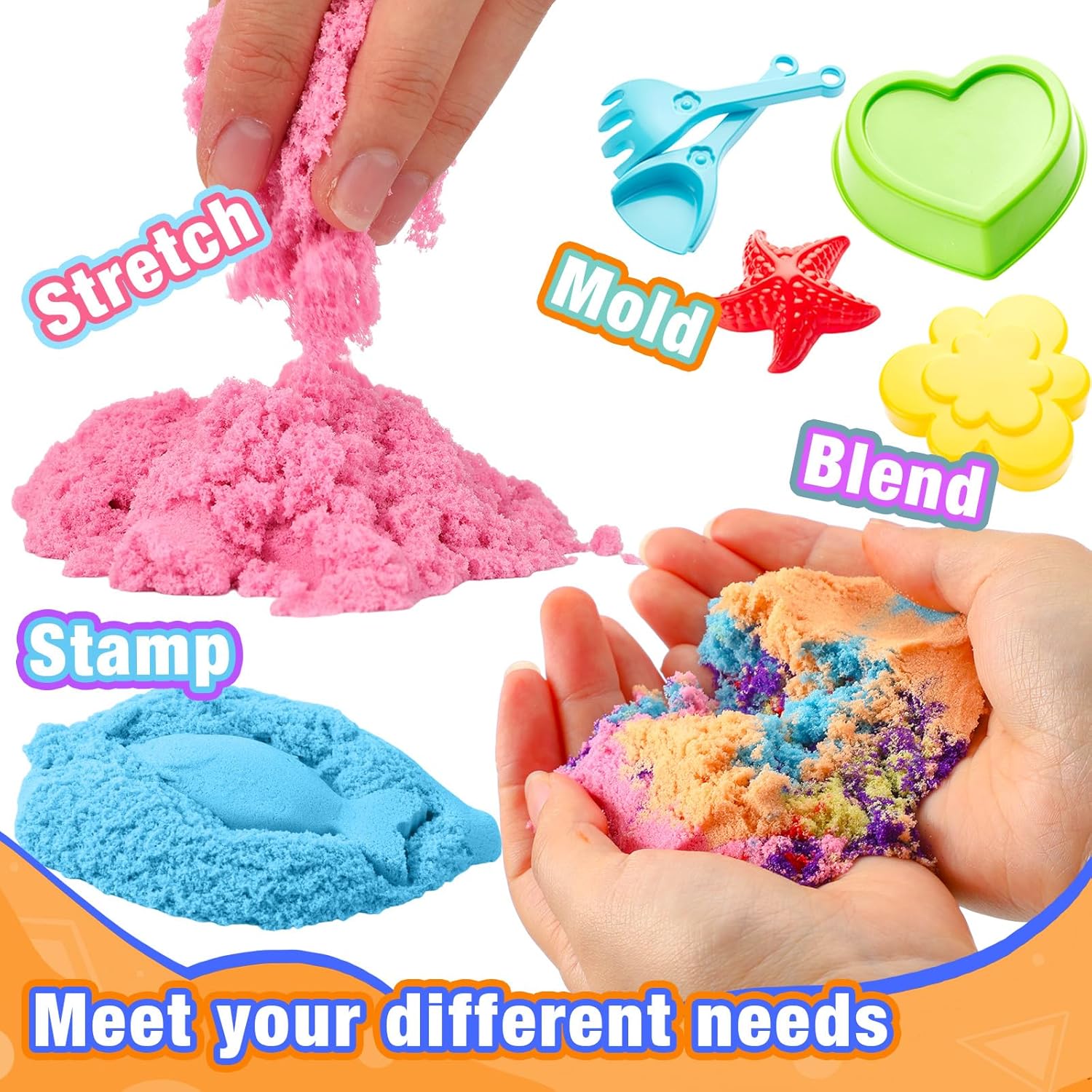 Halloscume 40 Individual Pack Play Sand for Kids Party Classroom 8 Colors Sensory Party Favors Colored Connect Craft Sands Sensory Toys for Ages 3 and up Goodie Bags Stocking Gifts