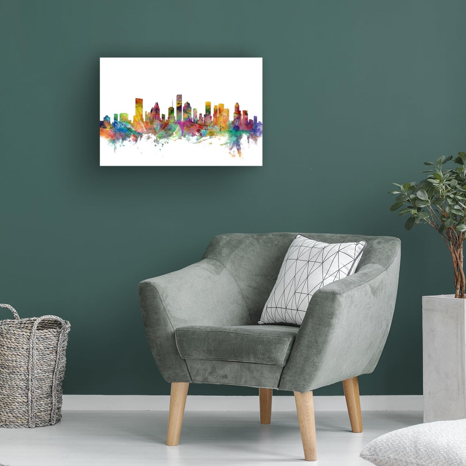 Houston Texas Skyline by Michael Tompsett, 16x24-Inch Canvas Wall Art