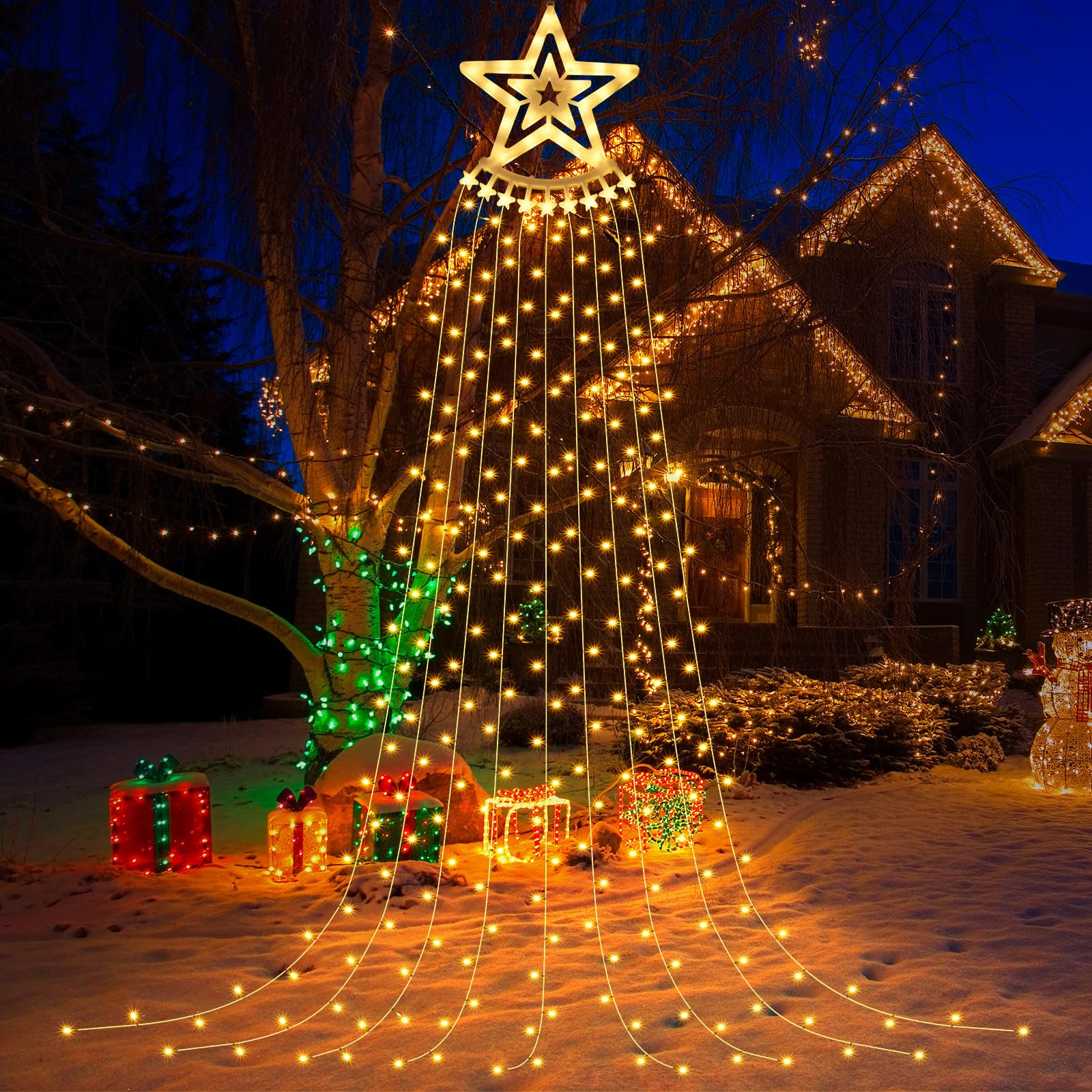 Weinsamkeit Luces de Navidad para Exterior, 3,5 m, 350 LEDs, 9 Cadenas, Cadena de Luces para Árbol de Navidad con 8 Modos, Impermeable, Árbol de Luces Exterior para Jardín y Fiestas