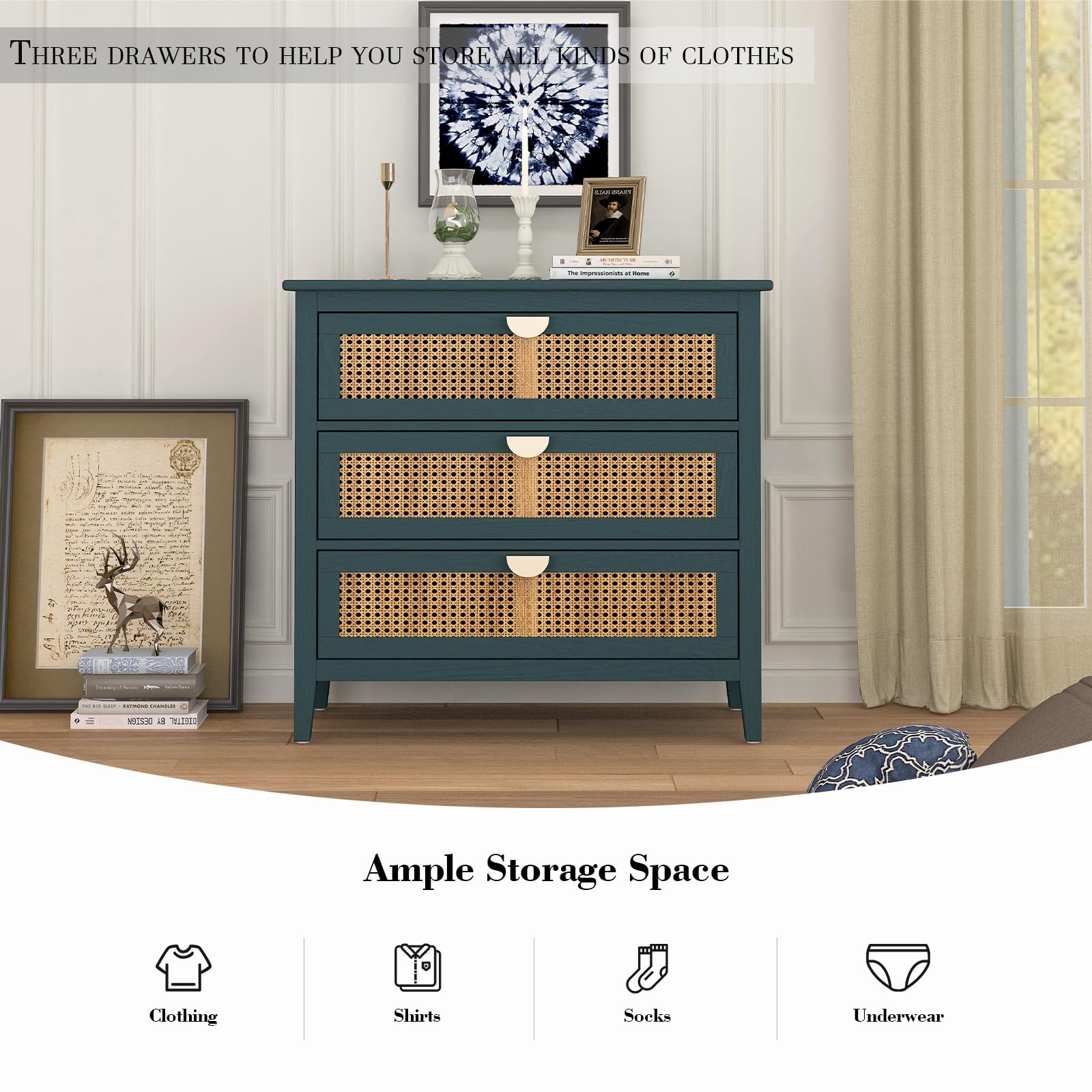 Amazon.com: YHAOWORKS Rattan 3 Drawer Dresser as Sofa Side Table