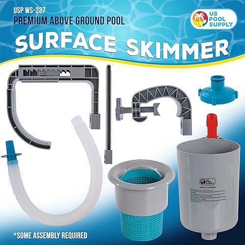 Miniatura 2 de US Pool Supply Desnatador de superficie de piscina sobre el suelo montaje en pared se limpia automáticamente se fija a collares inflables