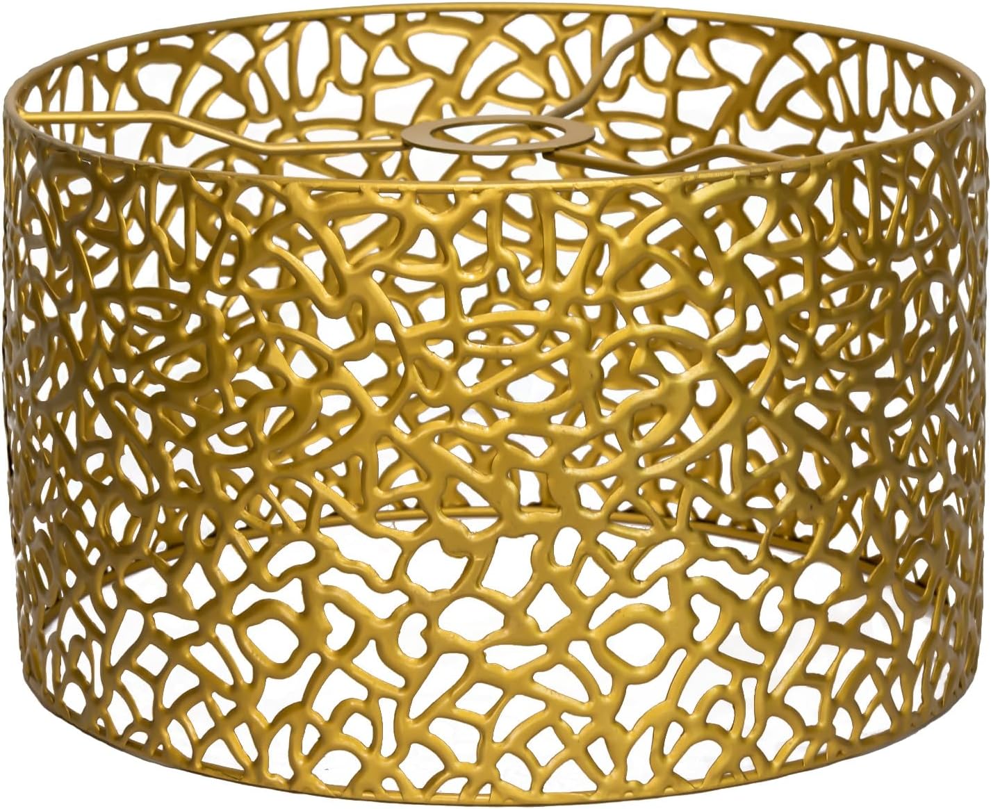 Drum lamp shades Gold metal shade,Hollow-out design Hand-crafted, Replacement shades For Floor,Chandelier,Table Living Room Bedroom Pendant lampshade (Geometric)