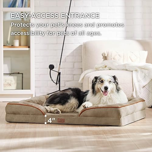 Vista 185 de Bedsure - Cama ortopédica mediana para perros, sofá cama impermeable para perros medianos, espuma de soporte con funda extraíble y lavable, forro