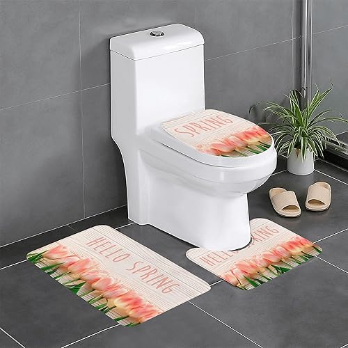 Miniatura 11 de Decoración de Halloween, juego de 3 piezas de alfombras de baño de calabazas, gato negro, murciélagos, alfombra de baño antideslizante, alfombra de