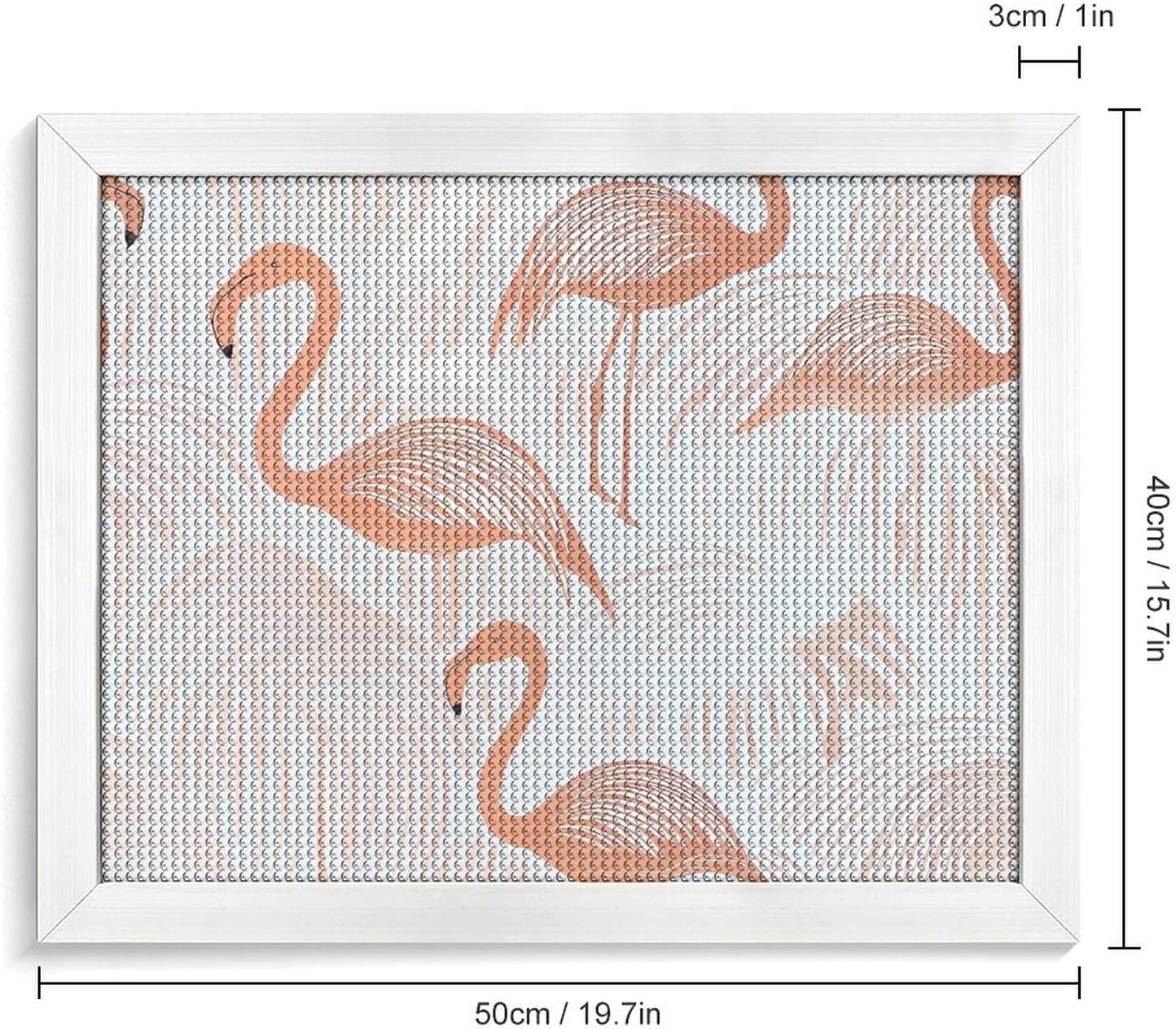 Pink-Flamingoes Pattern Printed Diamond 5D Painting Kit 16x20in DIY Full Drill Craft with Tools for Home Wall Decor Gift White Wood 50 * 40cm
