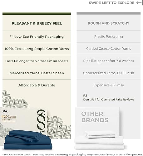 Miniatura 143 de Mayfair Linen - Juego de sábanas tamaño individual XL de 600 hilos, 100 % algodón, 3 piezas, refrescantes, en Yaxa, para colchón profundo