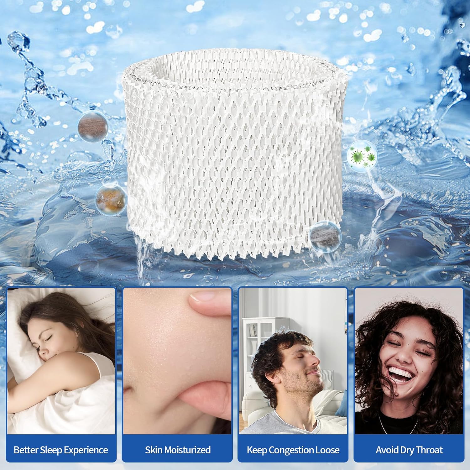 WF2 Humidifier Wicking Filters, Compatible with V icks Humidifier V3100 V3500 V3700 V3900, Kaz 3020, Fits for Honey well HCM-300T HCM-350 WA-8D, Sun beam 1118 1119 Series, Envira caire ECM-500, 6 Pack