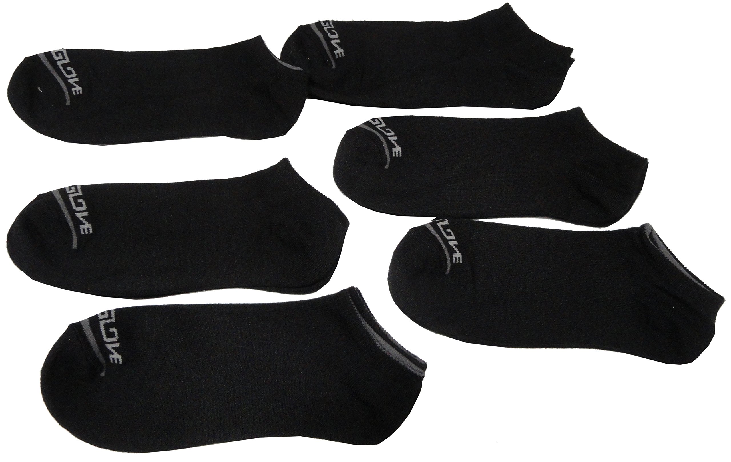 Bodyglove Men's Low Cut Socks, Color Black, Size 10-13 (Pack of 6)