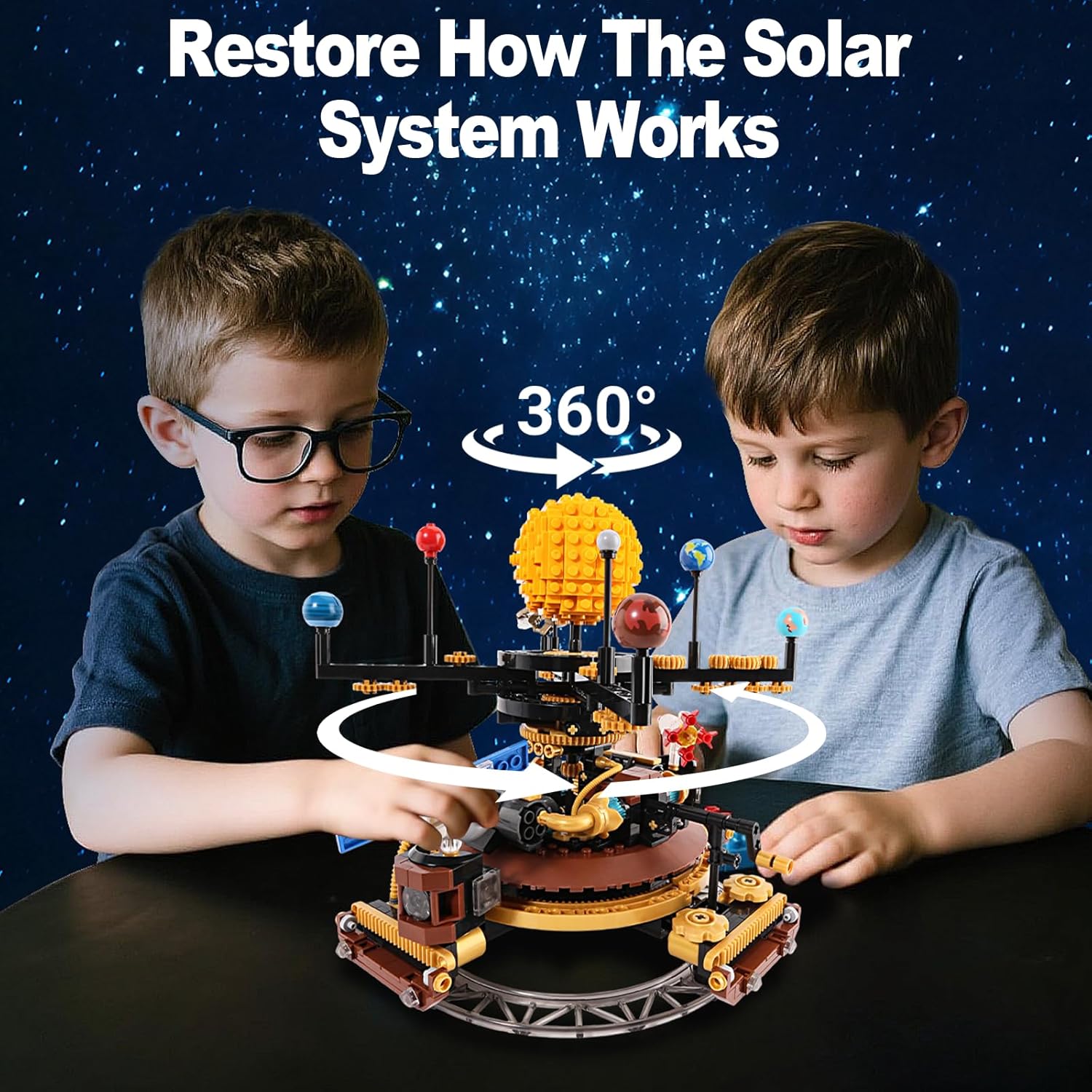 Solar System Building Sets, Outer Space Birthday Gift for 8+ Years Old, Rotatable Solar System Space Toys for Imaginative, Room Décor for Boys & Girls