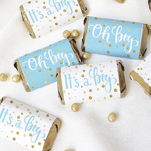 Miniatura 6 de Mini envoltorios de barra de caramelo con texto en inglés "It's a Boy" con texto en inglés "It's a Boy" (45 calcoman