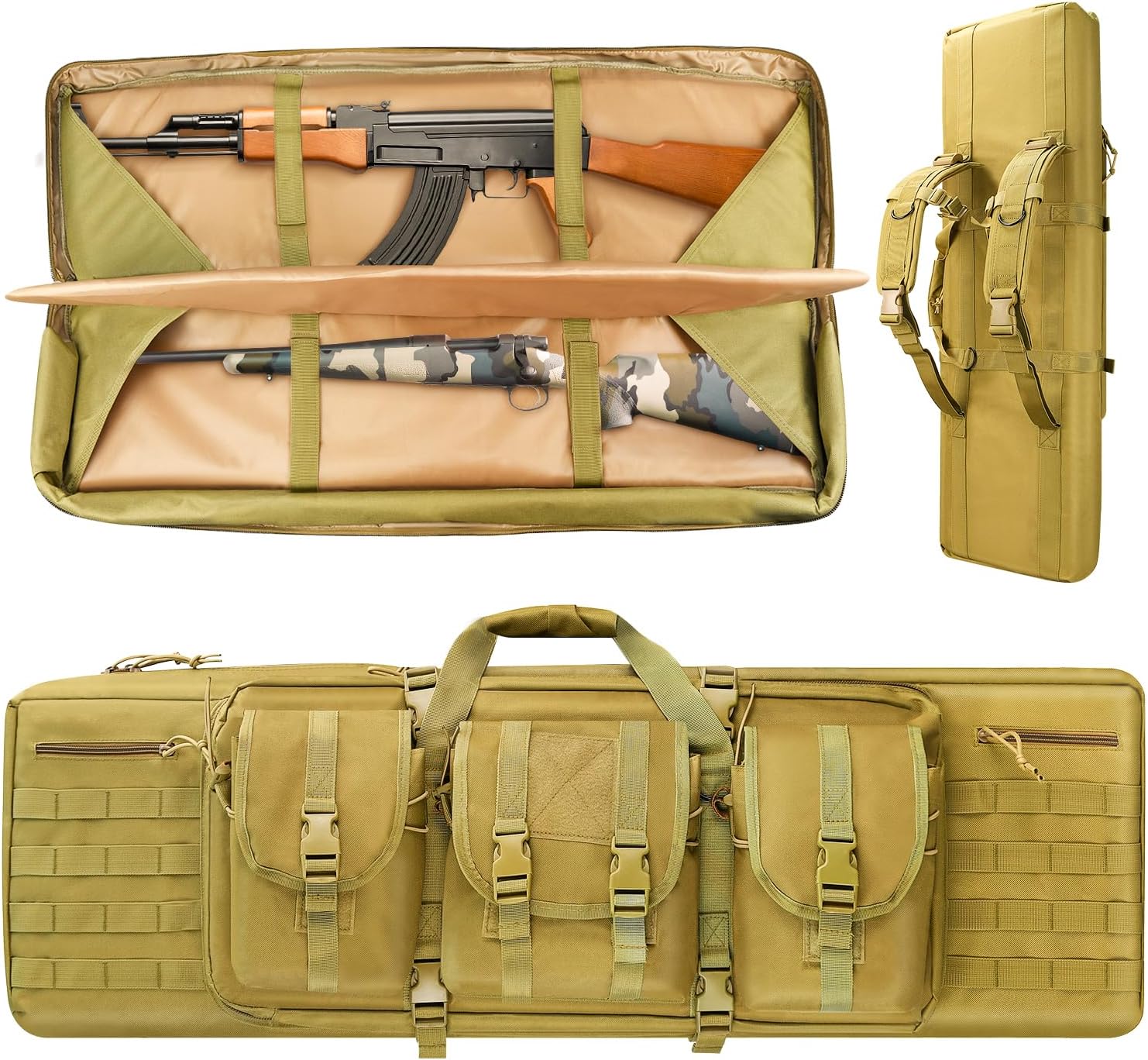 36in Double Rifle Case, Tactical Long Rifle Backpack, Portable Shotgun Case for Firearm Storage and Transportation, Suitable for Outdoor Hunting Shooting
