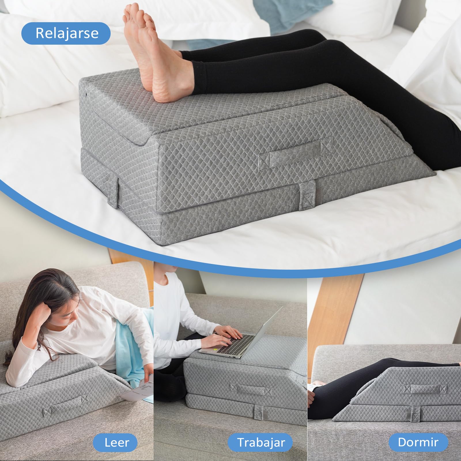 KingPavonini Almohada para Piernas Ajustables Elevación, para Hinchazón Después, Enfriamiento de Espuma de Memoria, Ergonomico, Circulación Sanguínea, Ciática Espalda Rodilla Tobillos Alivio del Dolor