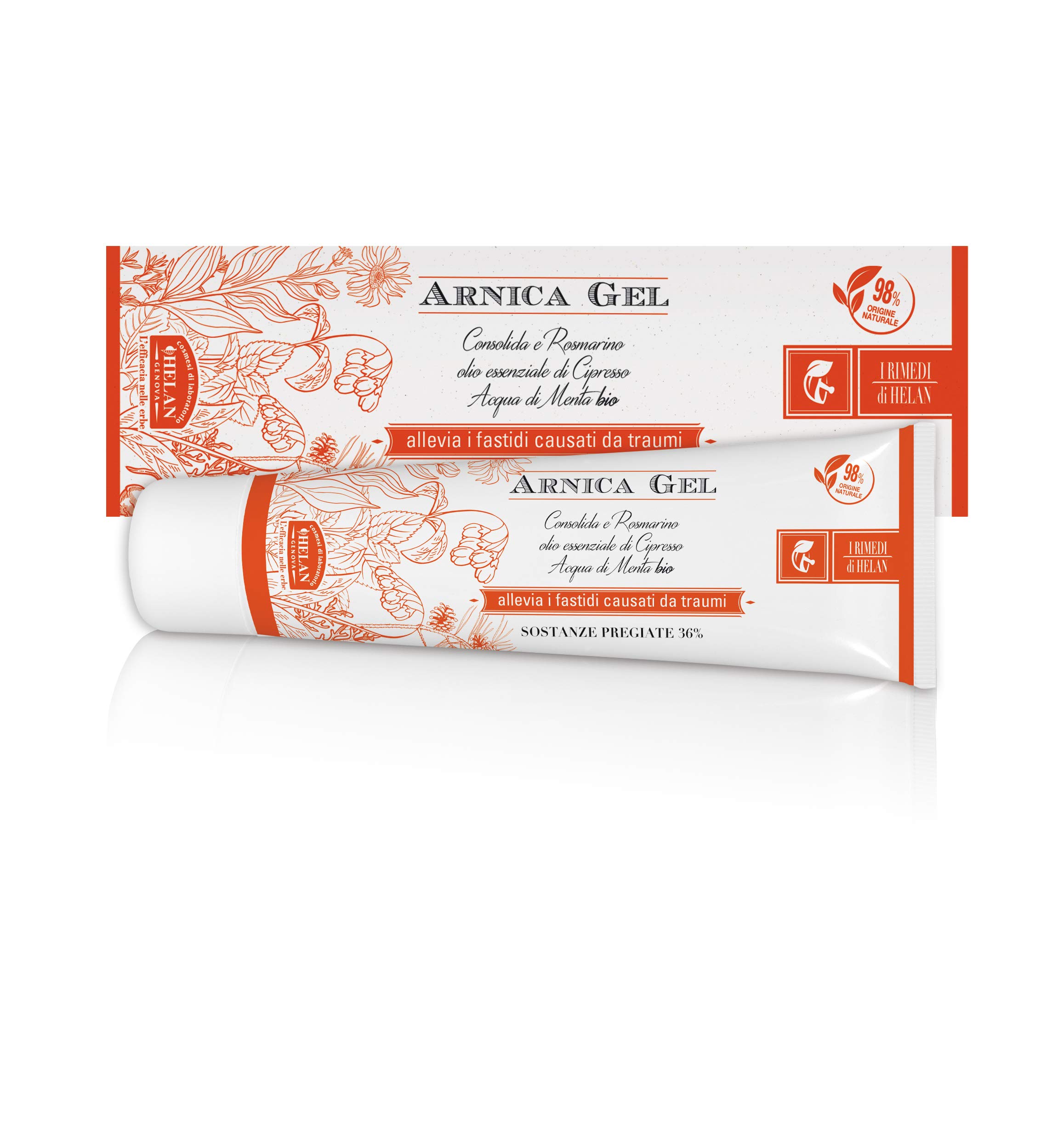 Helan I Rimedi - Arnica Gel for Bruising and Swelling with Organic Arnica Montana and Cypress Tree Essential Oil, Instant Relief After a Trauma, Suitable for Adults and Children - Made in Italy 100 ml