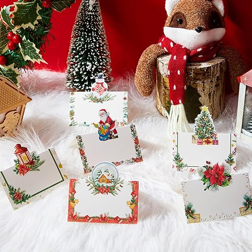 Vista 12 de 36 tarjetas de lugar de Navidad para mesa, tarjetas de nombre de vacaciones, tarjetas rústicas de mesa, tarjetas de nombre de Navidad, tarjetas