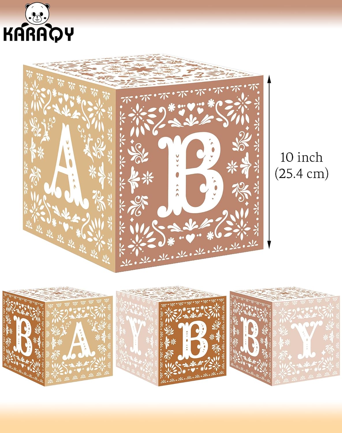 KARAQY 4PCS Cielito Lindo Party Decoration, Mexican Baby Boxes with Letters Paper Decorative Boxes for Baby Shower Gender Reveal Birthday Fiesta Party Decorations (10 * 10 * 10 Inches) - Image 2