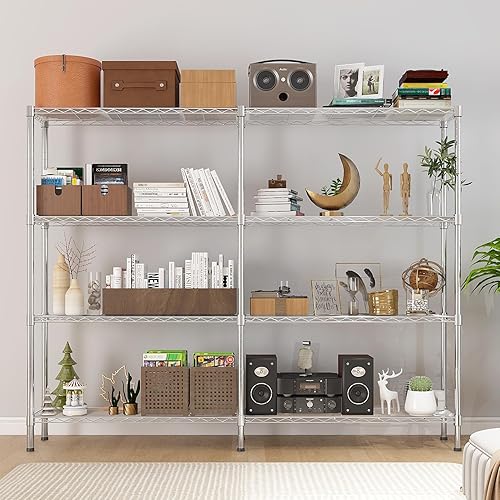 Miniatura 47 de Estante de almacenamiento ajustable de 4 niveles, estante de almacenamiento de metal, estantería de alambre, estantes de almacenamiento de metal