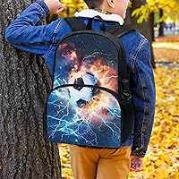 Vista 220 de American Flag Fire Galaxy Pattern Kids Backpack for Boys Girls Elementary Students Bookbag Middle School Bag Lightweight Children Travel Bag