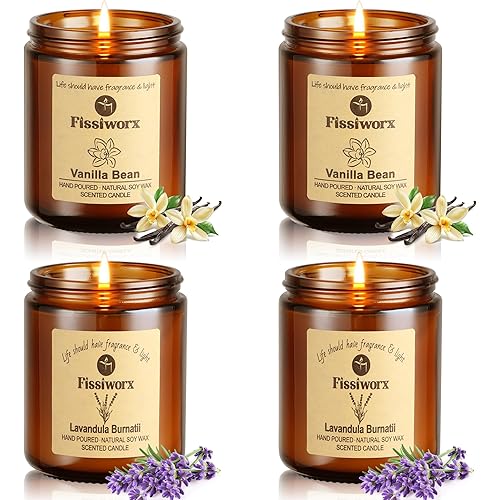 Scented Candle Set 4 Pack, Candle for Home Scented, Odor Eliminating, Stress Relief, 30oz, 220 Hours Long Lasting Soy Wax Gift Set for Women
